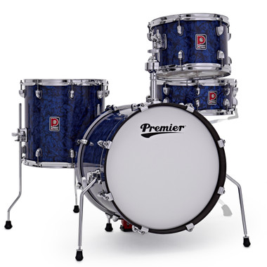 Premier Artist Heritage four-piece birch shell pack in Blue Pearl full kit hero view