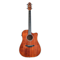 Crafter HD100-CE-BR cutaway acoustic-electric guitar in brown shown in full front view