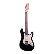 Crafter SERA S RW CB electric guitar in Cosmic Black with mint green pickguard front view