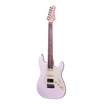 Crafter SERA S RW SP solid body electric guitar in Seoul pink with mint green pickguard front view