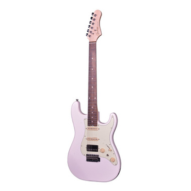 Crafter SERA S RW SP solid body electric guitar in Seoul pink with mint green pickguard front view