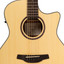 Detail of the Crafter HG100-CE-N body with black binding and white purfling