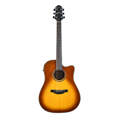Crafter HG250-CE-BRS grand auditorium acoustic-electric guitar in brown sunburst front view