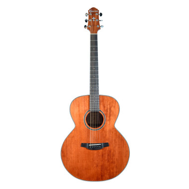 Crafter HJ100-BR jumbo acoustic guitar in brown satin finish front view