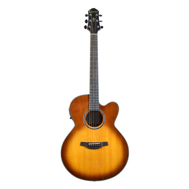 Crafter HJ250-CE-BRS jumbo acoustic-electric guitar in brown sunburst front view