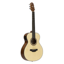 Crafter HM100E-N mini acoustic-electric guitar in natural finish front view