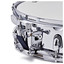 Close-up detail of Premier Artist snare drum triple-flange hoop and chrome shell