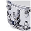 Close-up of Premier Artist snare drum chrome hardware and steel shell detail