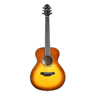 Crafter HM250 Silver Series mini 3/4 acoustic guitar in brown sunburst front view