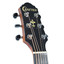 Close-up detail of the Crafter HM250 spruce top with wood inlay rosette and rosewood bridge