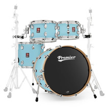 Premier Elite Series four-piece shell pack in Baby Blue with 20 inch bass drum and toms