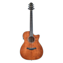 Crafter HT250-CE-BR orchestra acoustic-electric guitar in high-gloss brown front view