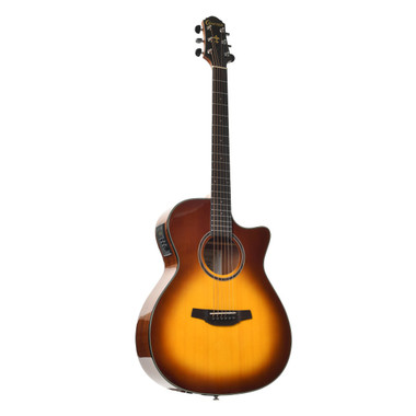 Crafter HT250-CE-BRS orchestra acoustic-electric guitar in brown sunburst front view