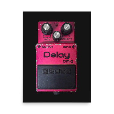 Boss DM-2 Analog Delay Pedal Poster – Vintage 1980s Pink Delay Stompbox – view 1