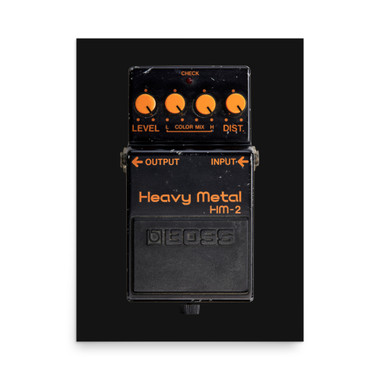 Boss HM-2 Heavy Metal Distortion Pedal Poster – Swedish Chainsaw Death Metal Stompbox – view 1