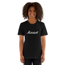 Marshall Script Logo T-Shirt – Classic Beveled Amp Badge – view 1