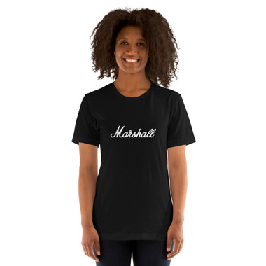 Marshall Script Logo T-Shirt – Classic Beveled Amp Badge – view 1