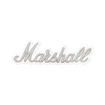 Marshall Script Sticker – Classic White Amp Logo – view 1