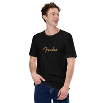 Fender Tweed Logo T-Shirt – Vintage Amp Script in Gold Tweed – view 1