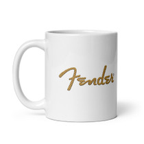 Fender Tweed Logo Coffee Mug – Vintage Amp Script in Gold Tweed – view 1