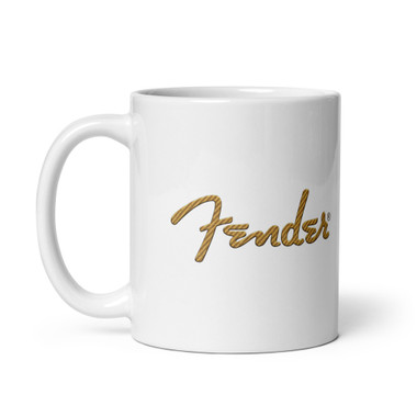 Fender Tweed Logo Coffee Mug – Vintage Amp Script in Gold Tweed – view 1