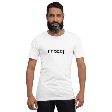 Moog Logo (White Tee) T-Shirt – Classic Synthesizer Badge – view 1