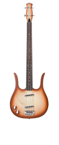 Danelectro Longhorn Left-Handed Copperburst Short-Scale Bass - full front view