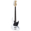 Aria STB-JB/B-WH white electric jazz bass with black pickguard, main product view