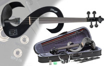 Stagg EVN 4/4 BK Black 4/4 Silent Electric Violin Set W/fine Tuners Solid Maple Outfit