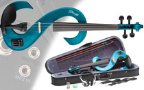 Stagg EVN 4/4 MBL Metallic Blue 4/4 Silent Electric Violin Set W/fine Tuners Solid Maple
