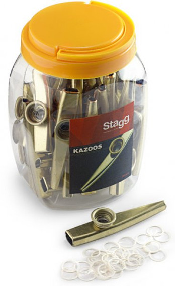 Stagg KAZOO METAL-30 Box Of 30 Gold Colored Metal Kazoos - Bulk Set For School Parties Or Resale