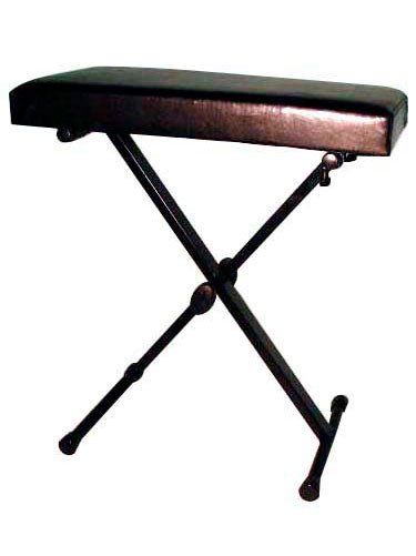 STAGG Adjustable Height Black Vinyl Keyboard Bench With X Folding Legs
