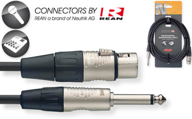 Stagg Rean Neutrik 6M/20' High Impedance Mic Microphone Cable XLR F To 1/4" Plug