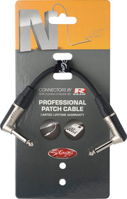 Stagg Rean Neutrik 10cm/4" Patch Cable 1/4" Right Angle Plugs-for Pedalboard Etc