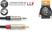 Stagg Rean Neutrik 3M/10' Mini Stereo 1/8" to Split Dual RCA Gold Plugs Y Cable
