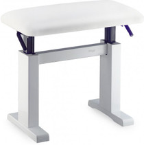 Stagg White Hydraulic Piano Bench With White Skai Top Adjustable Height