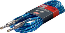 Stagg 6M 20Ft Vintage Tweed Braided 1/4" plug Guitar Instrument Cable-Surf Blue