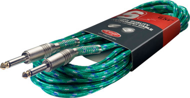 Stagg Braided Guitar Lead Vintage Tweed Electric Bass 6M Pink Red Black
