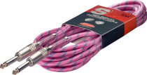 Stagg 6M 20ft Vintage Tweed Braided 1/4" Plug Guitar Instrument Cable- Pink Cord