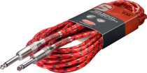 Stagg 6M 20Ft Vintage Tweed Braided 1/4" plug Guitar Instrument Cable-Red Cord
