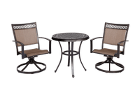 3 Piece Bistro Set w/ Cast Alum. Top Dining Table & Swivel Rocker Chairs