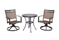 3 Piece Bistro Set w/ Porcelain Top Dining Table & 2 Swivel Rocker Chairs