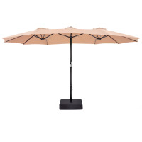 15 FT Patio Umbrella with Base and Crank, Beige