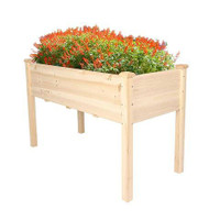 Raised Wood Garden Bed - Elevated Planter Box Kit with Stand - Natural