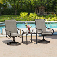 3pc Patio/Poolside Bistro Set - Square Metal Table and 2 Swivel Chairs