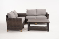 6 Piece Sectional Sofa w/Metal Coffee Table, All-Weather Rattan, Washable Cushions, 