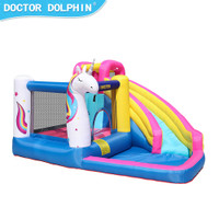 Unicorn Inflatable Bounce House with Splash Pool and 450W Air Blower