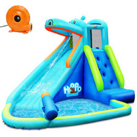 Inflatable Hippo Water Slide Bounce House with 740W Air Blower