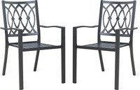 Outdoor Dining Chairs, Set of 2, Black with Armrest 