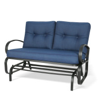 Outdoor Patio Glider Bench Loveseat, Cushioned, 2 Person
